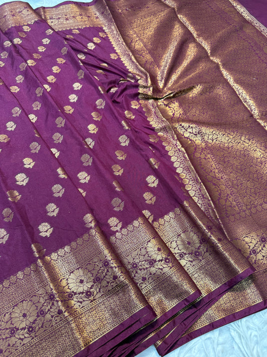 Magenta shade Dupion Silk premium Banarasi Saree