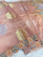 Peach shade tissue kota embroidery primum Banarasi saree