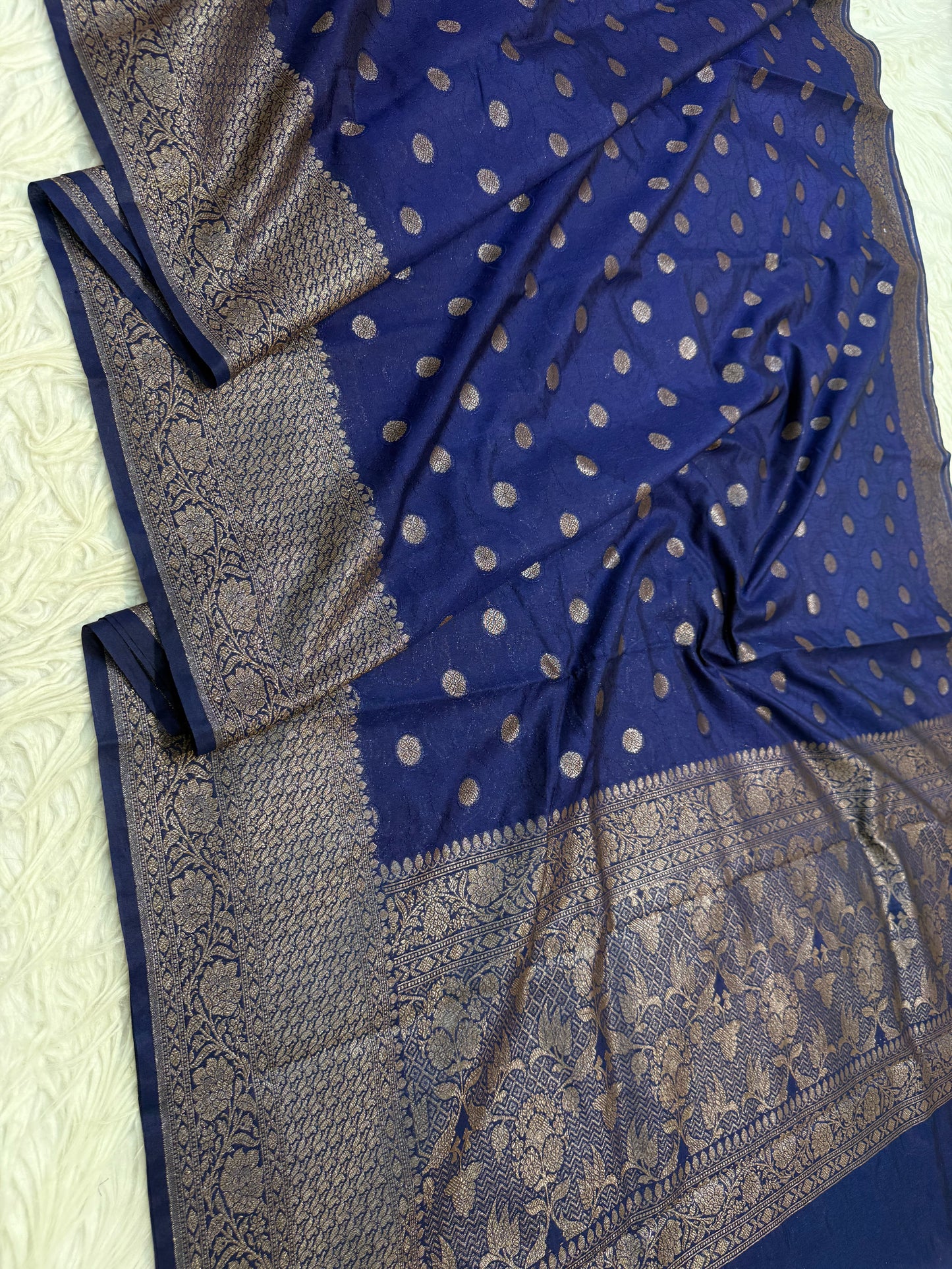 Navy shade Dupion Silk premium Banarasi Saree