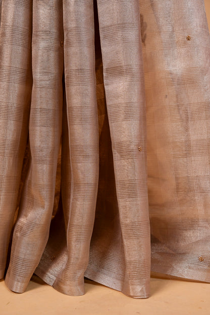 Beige shade tissue kota designer hand work Banarasi saree