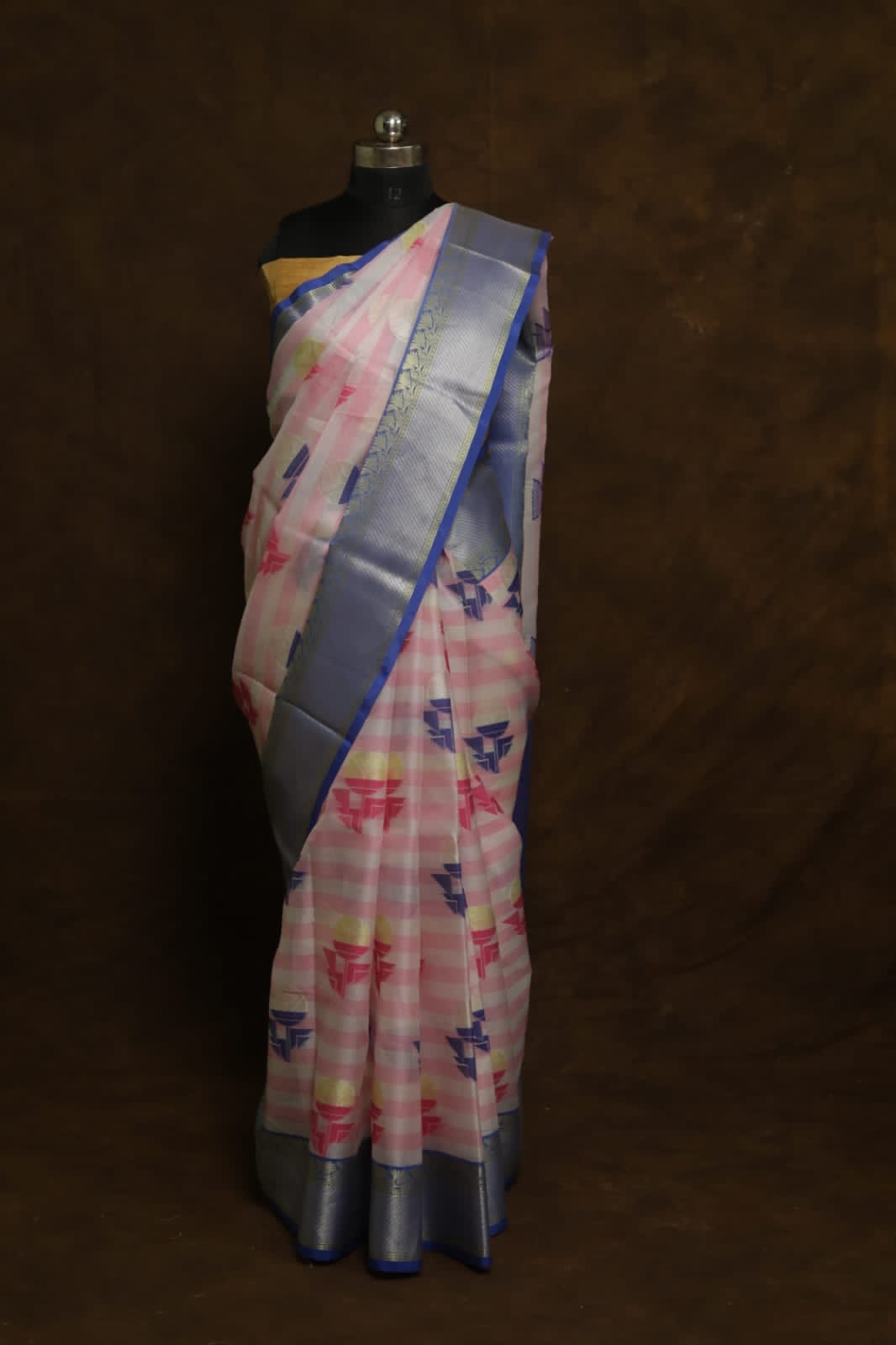 Multicolour shade Kora organza Banarasi saree