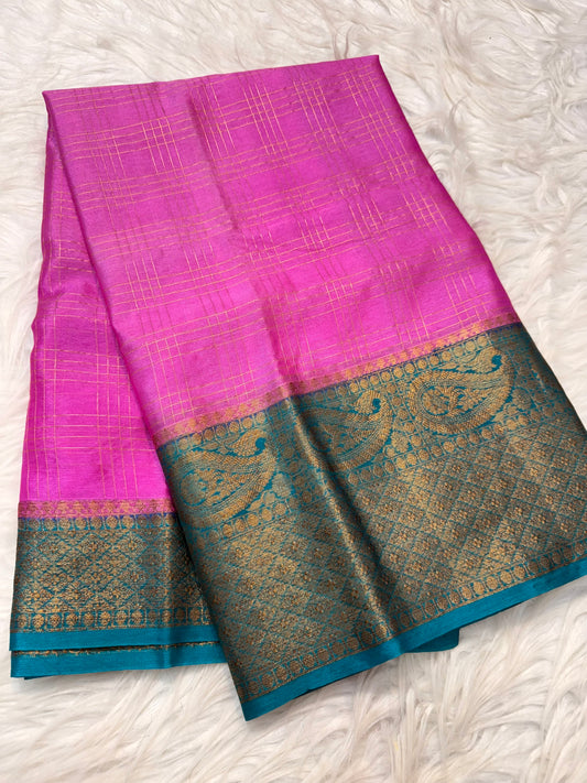 Pink sea green warm silk premium Banarasi saree