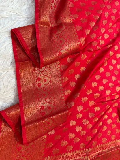 Red shade Dupion Silk premium Banarasi Saree