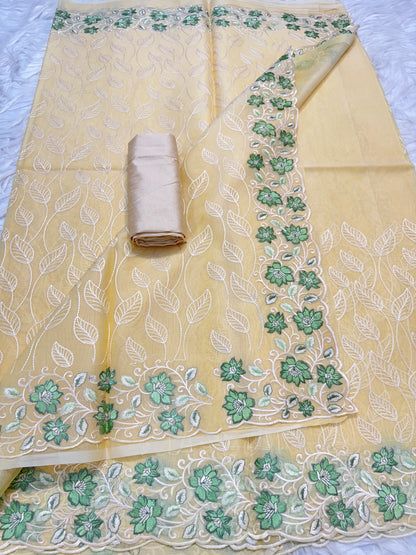 Banarasi kora organza embroidery saree
