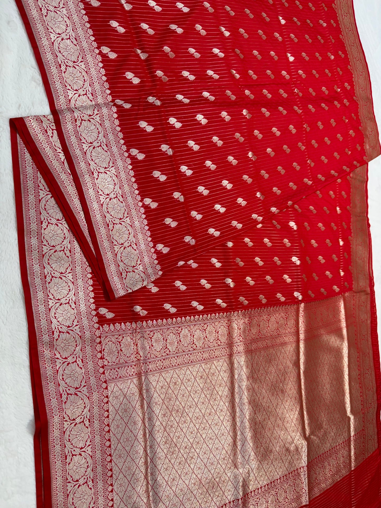 Red shade katan Banarasi silk Saree