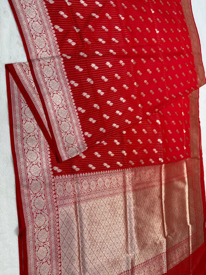 Red shade katan Banarasi silk Saree