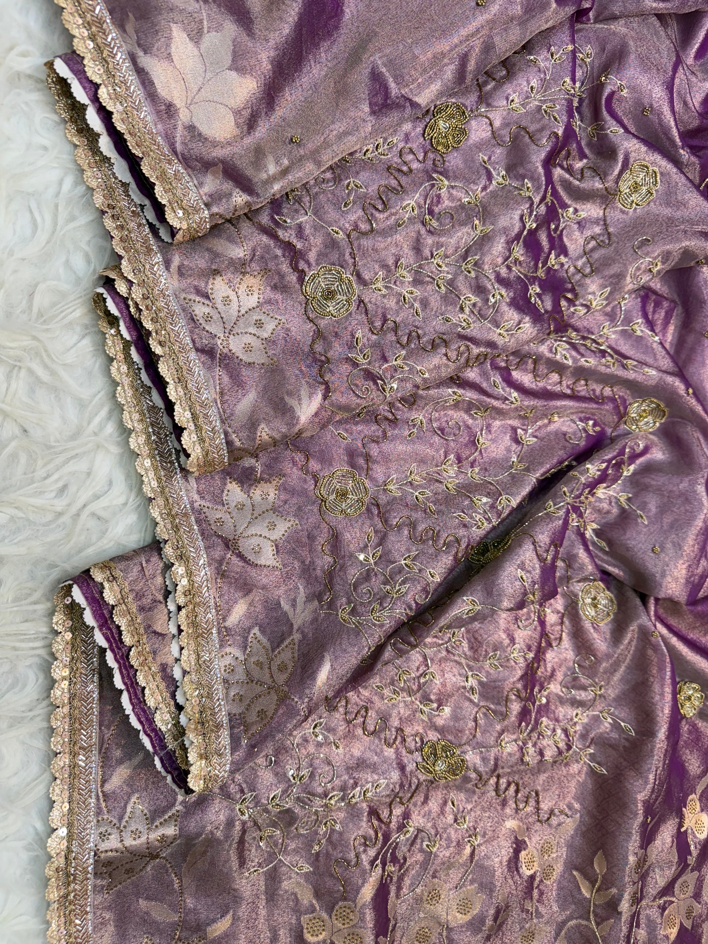 Tissue Aari Work Banarasi silk saree