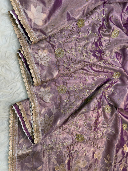 Tissue Aari Work Banarasi silk saree