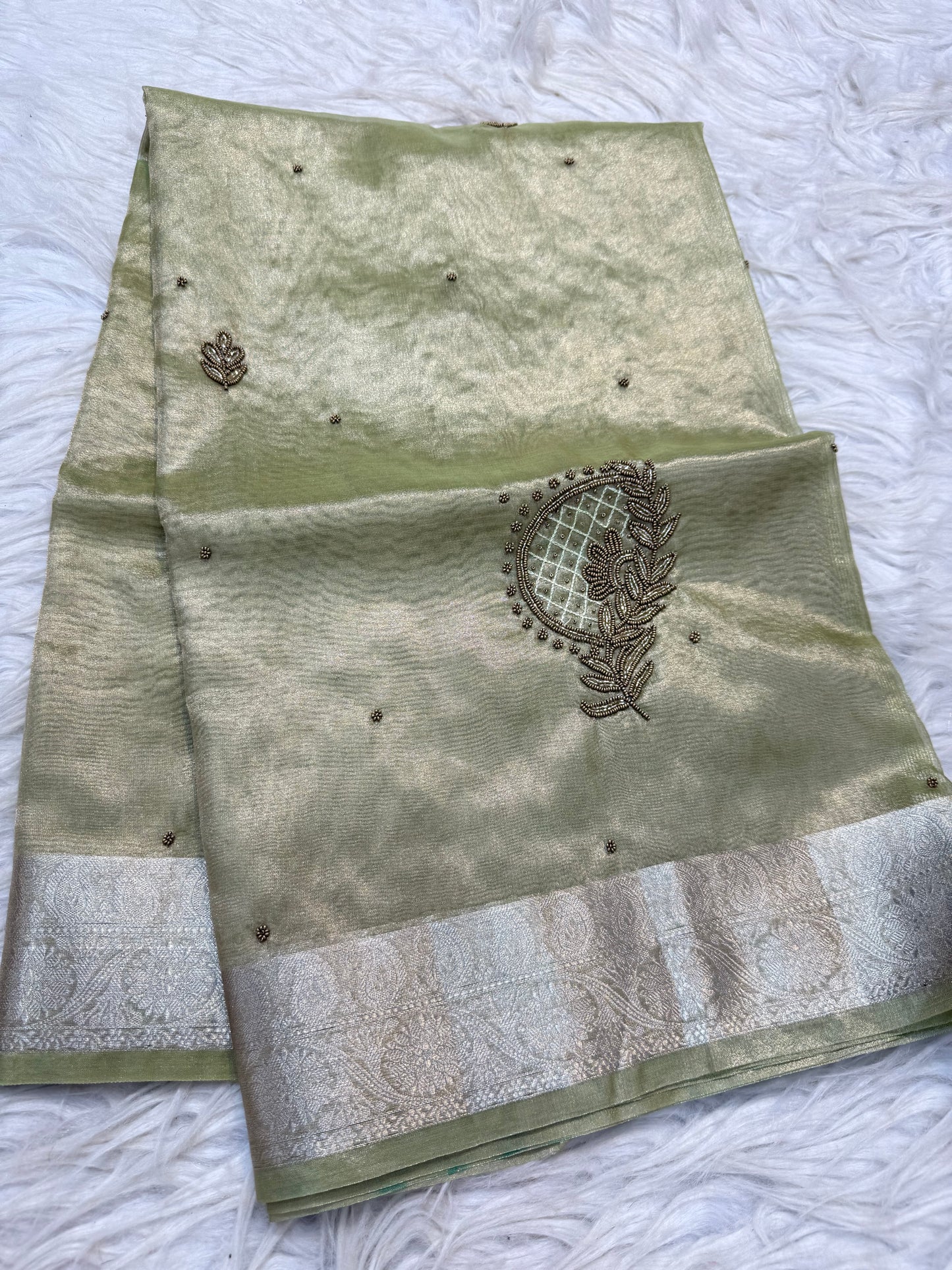 Tissue Aari Work Banarasi silk saree