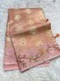 Peach shade tissue kota designer handwork premium Banarasi saree