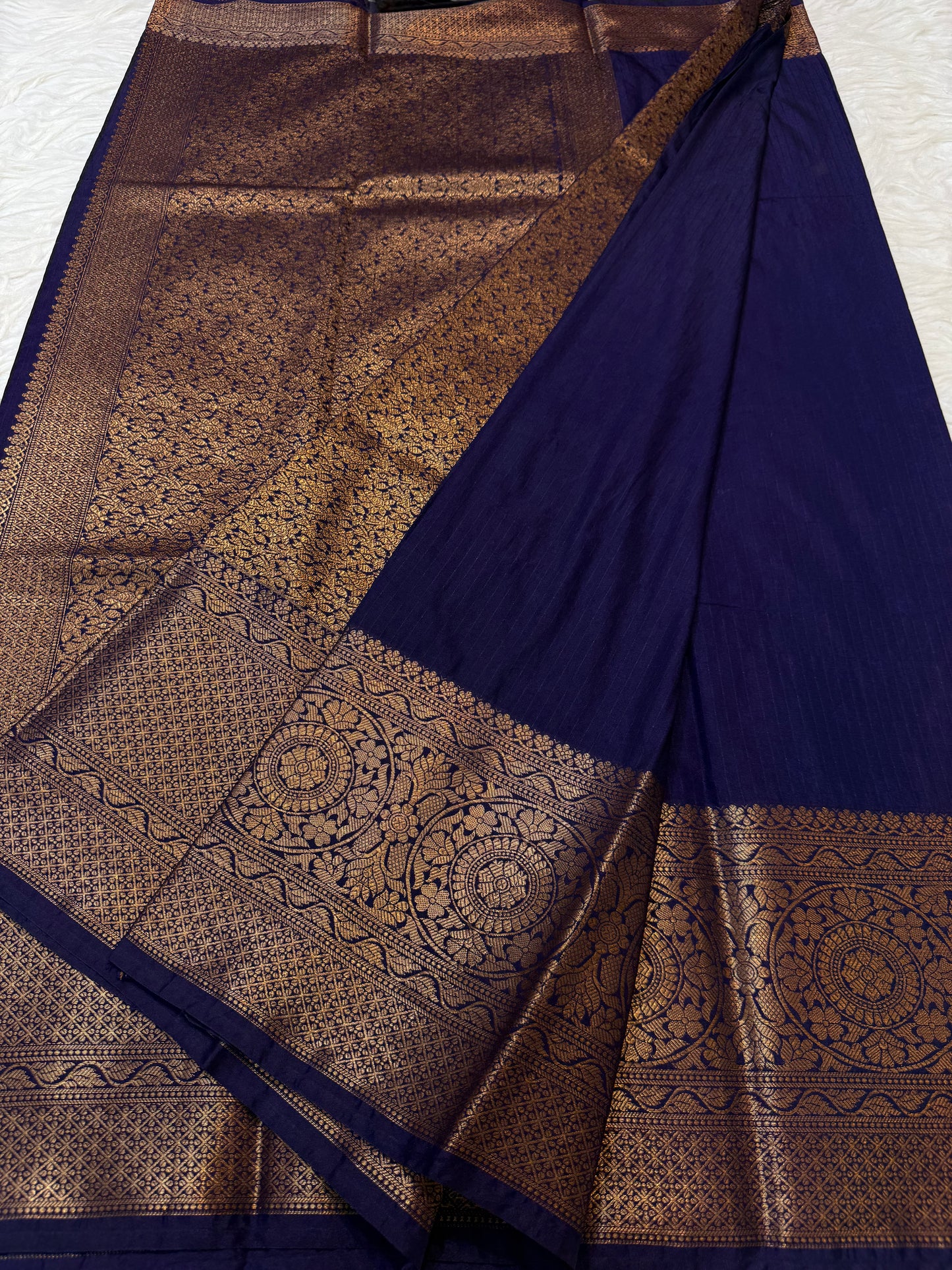 Navy shade dupion silk premium Banarasi saree