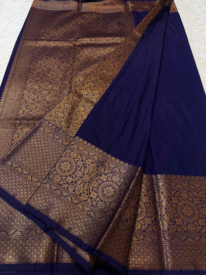 Navy shade dupion silk premium Banarasi saree
