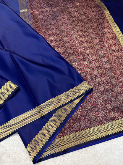 Navy shade mashru silk premium Banarasi silk Saree