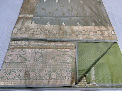 Gray shade satan katan premium Banarasi silk Saree