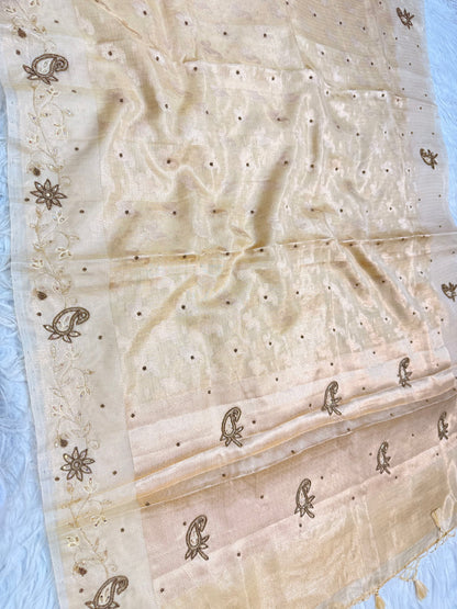 Yellow shade tissue kota designer handwork premium Banarasi saree