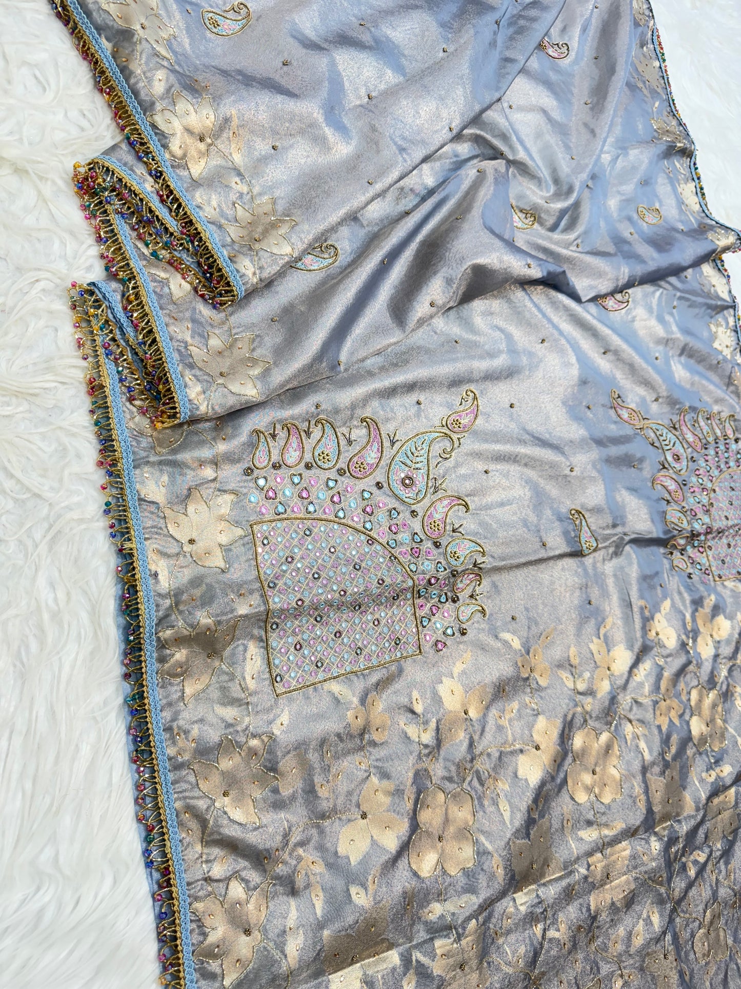 Tissue handwork Banarasi silk saree