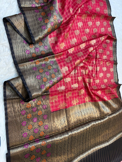 Black red shade warm silk premium Banarasi saree