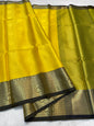 Gold black shade kora silk premium Banarasi saree