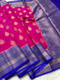 Royal pink blue shade Dupion Silk premium Banarasi Saree