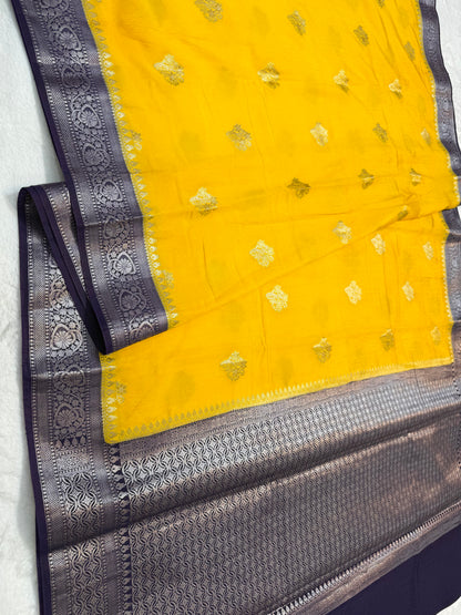 Mango & magenta shade raw mango Banarasi premium Banarasi saree
