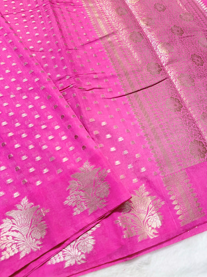 Royal pink   shade raw mango premium Banarasi saree
