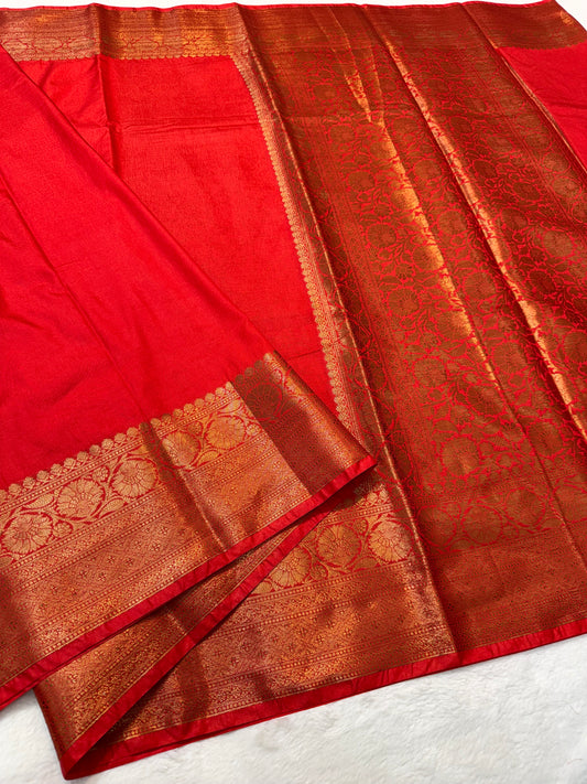 Red shade Dupion silk premium Banarasi saree