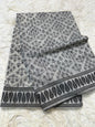Grey shade cotton kota chickenkari embroidery Banarasi saree