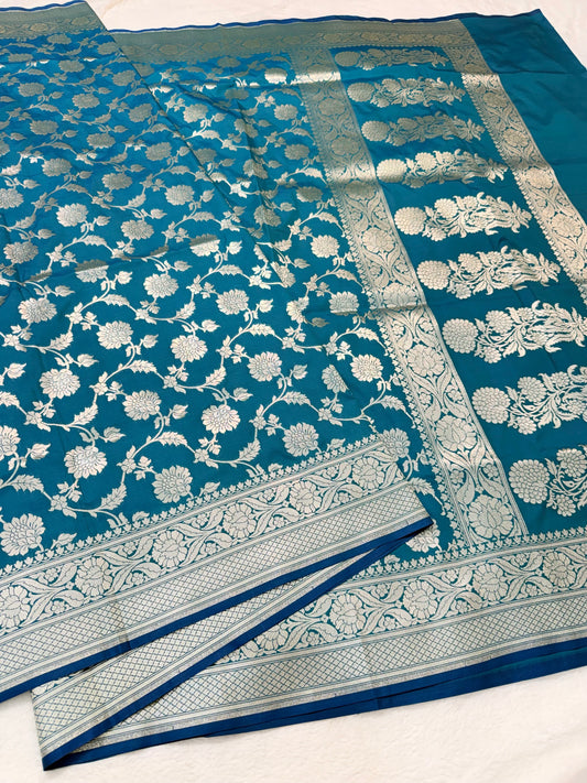 Rama green shade katan Banarasi silk Saree