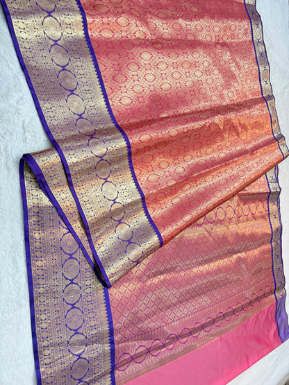 Royal pink royal blue shade Kanchi silk premium Banarasi saree
