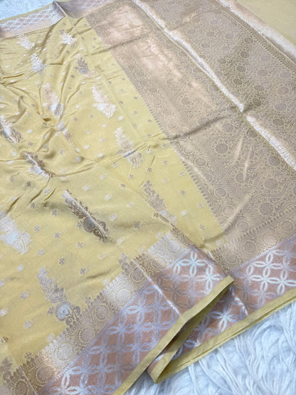 Beige shade Raw mango soft silk banarasi saree