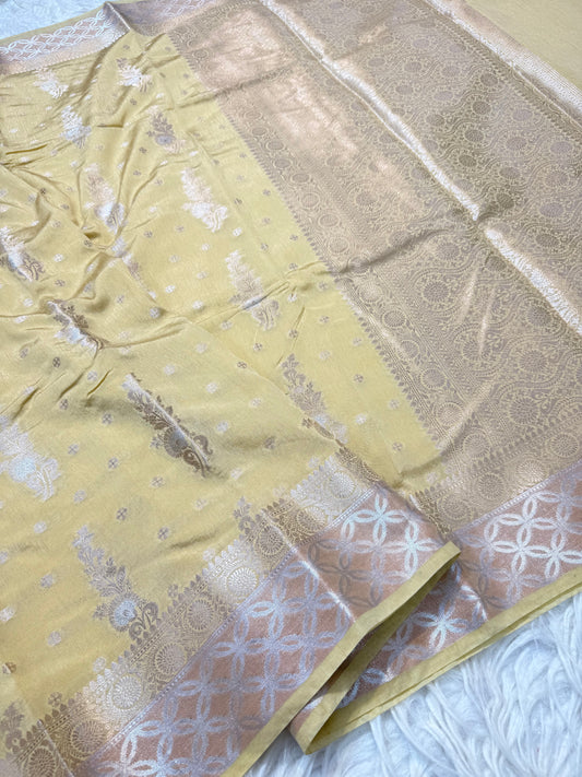 Beige shade Raw mango soft silk banarasi saree