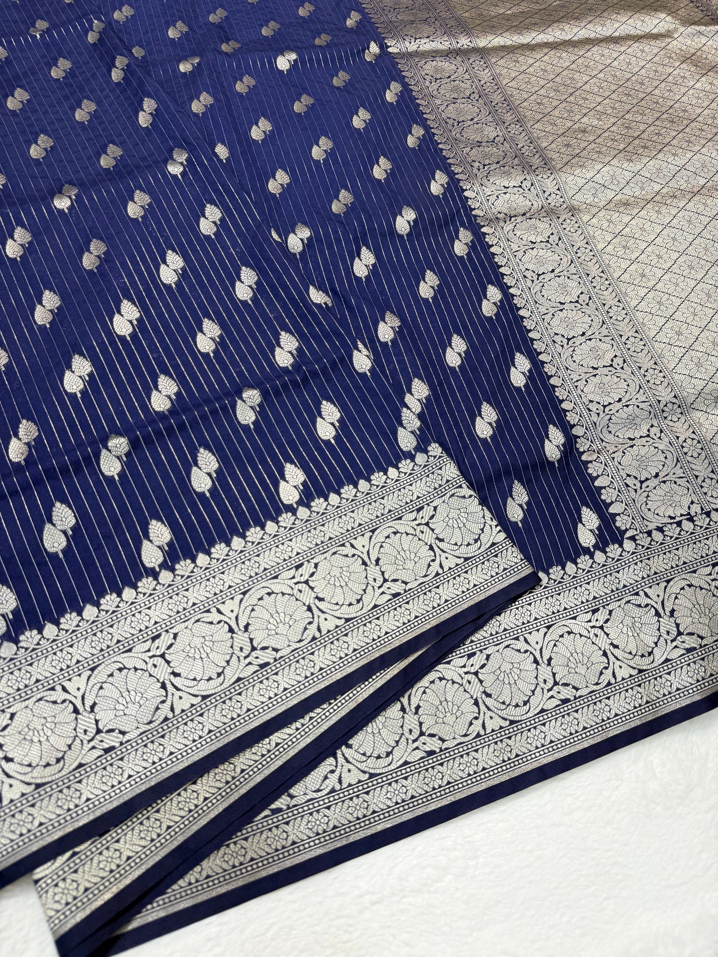 Navy Blue shade katan Banarasi silk Saree