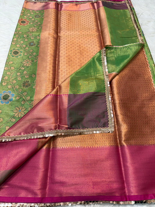 Banarasi tissue silk with lace attached saree