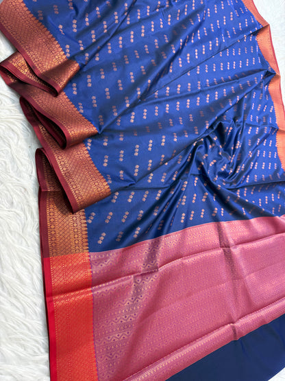 nevy maroon shade premium soft silk Banarasi saree