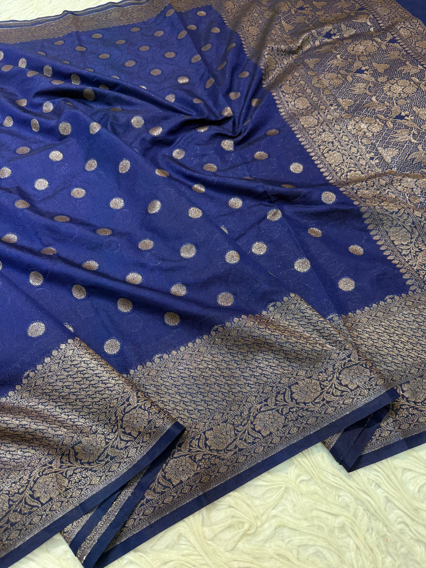 Navy shade Dupion Silk premium Banarasi Saree