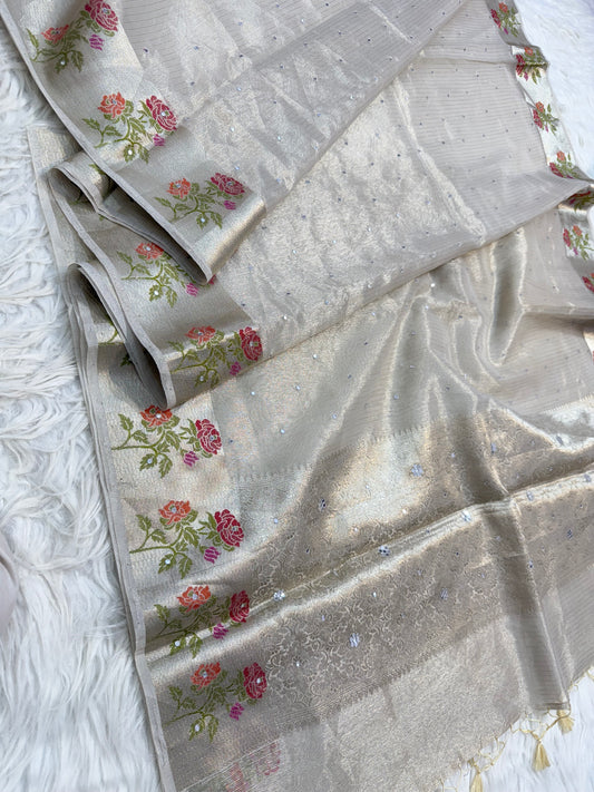 Tissue Kota mirror work Banarasi Sarees