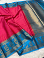 Royal pink firozi warm silk premium Banarasi saree