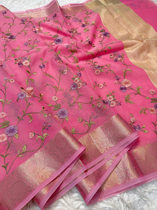 Kota fancy embroidery Banarasi saree