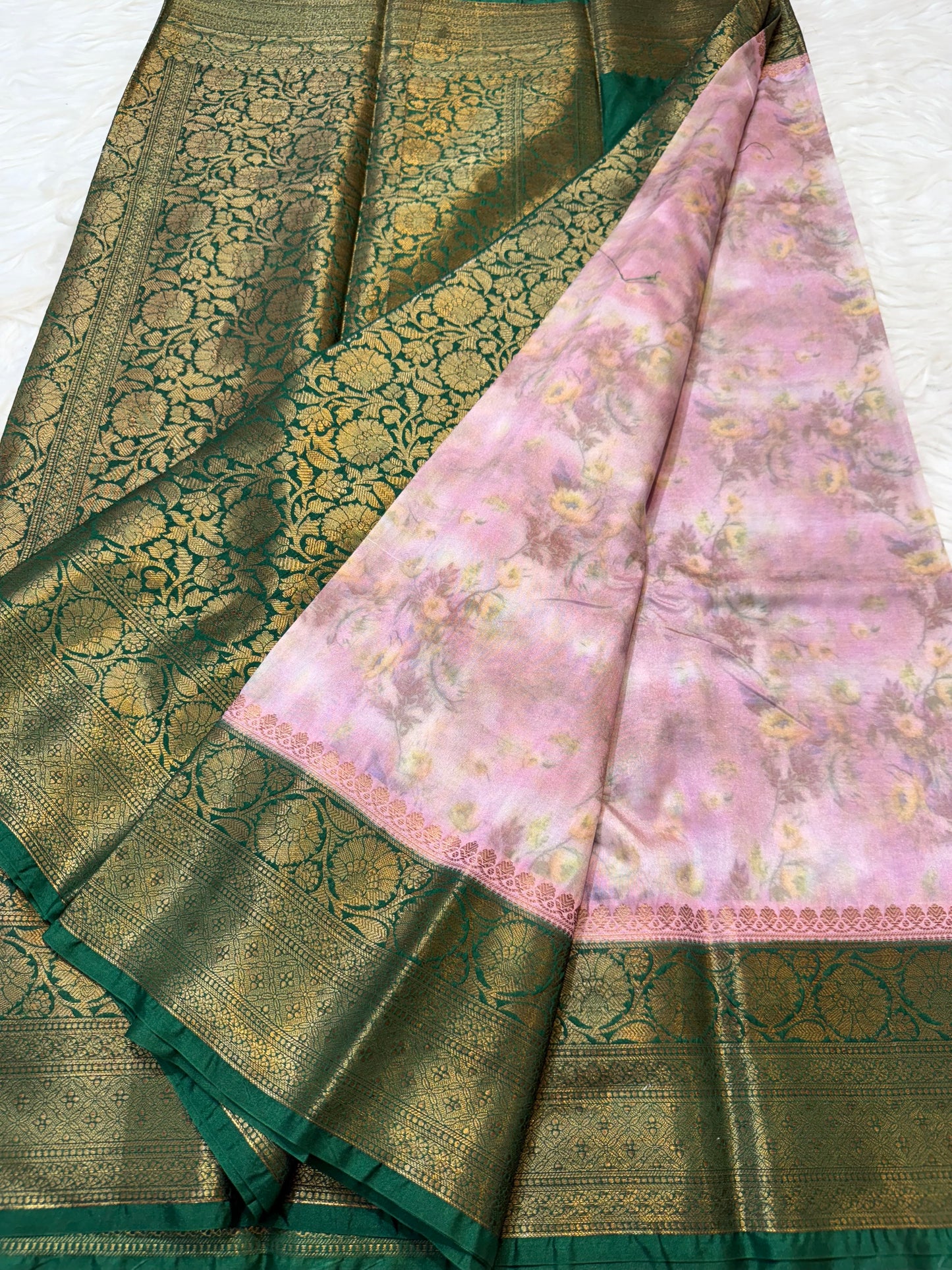 multicolour Dupion silk digital print Banarasi saree