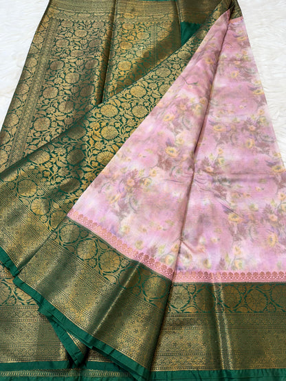 multicolour Dupion silk digital print Banarasi saree