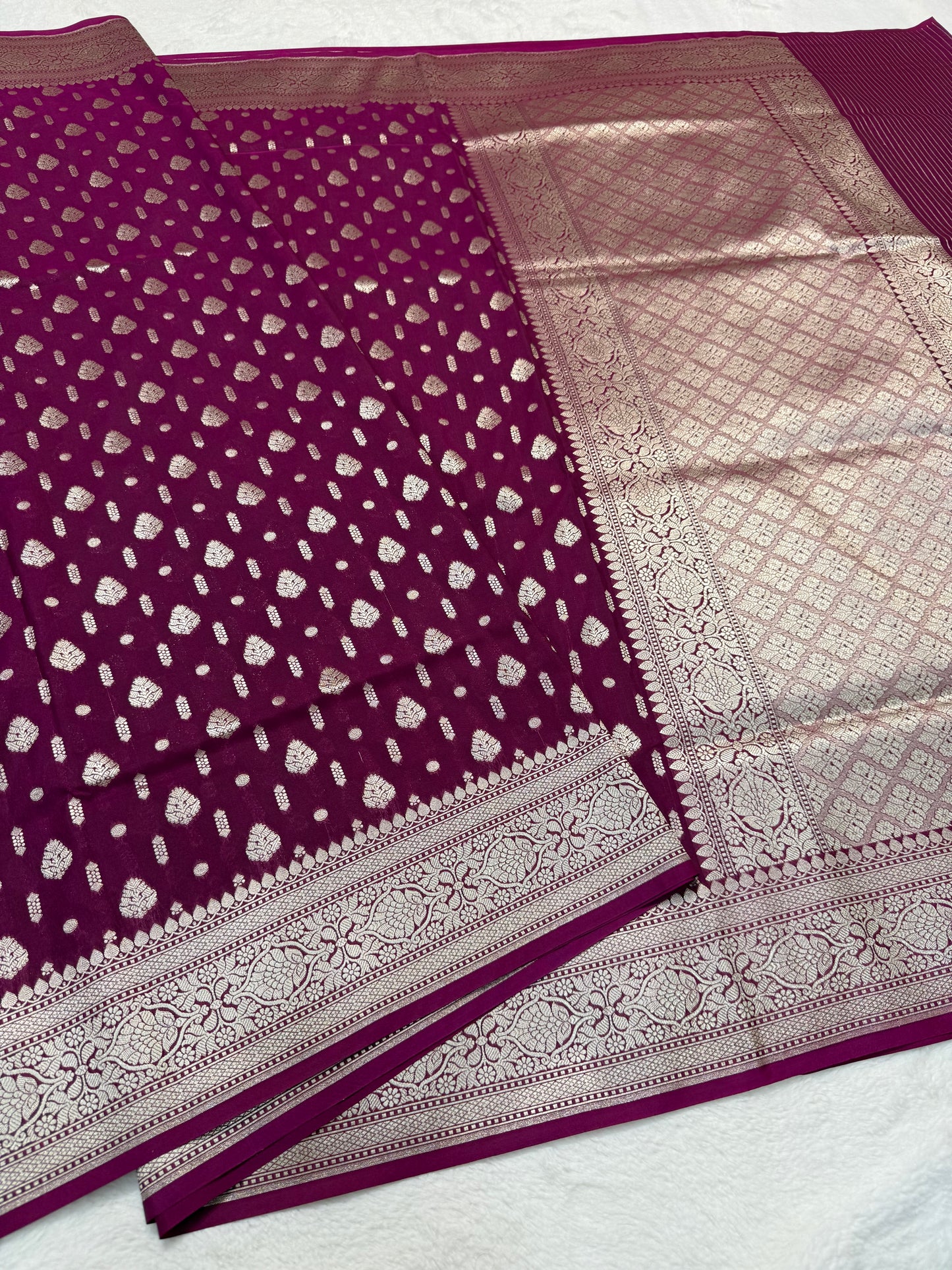 Maroon shade katan Banarasi silk Saree