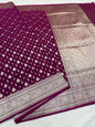 Maroon shade katan Banarasi silk Saree