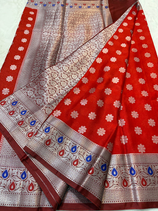 Red shade warm silk premium Banarasi saree