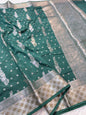 Bottle green shade Raw mango soft silk banarasi saree