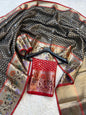 Black & red shade tissue kota premium paithani border banarasi saree