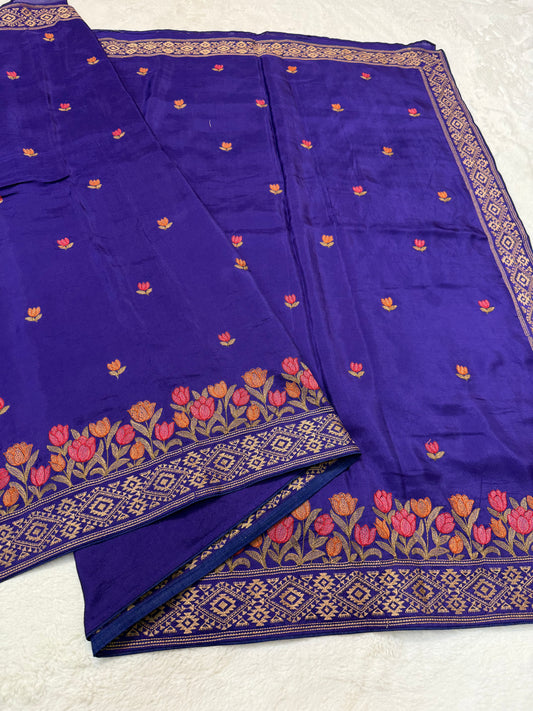 Navy shade viscose embroidery premium designer saree