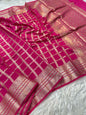 Royal pink shade Raw mango soft silk banarasi saree