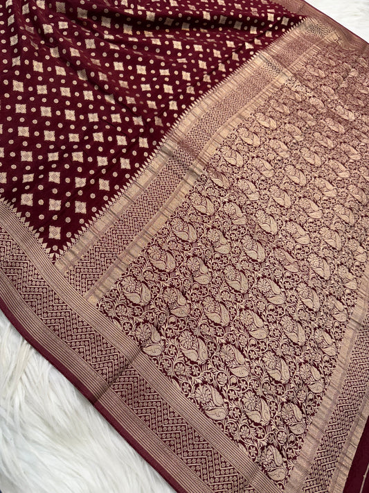 Maroon shade Chinon Viscose premium saree