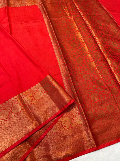 Red shade Dupion silk premium Banarasi saree