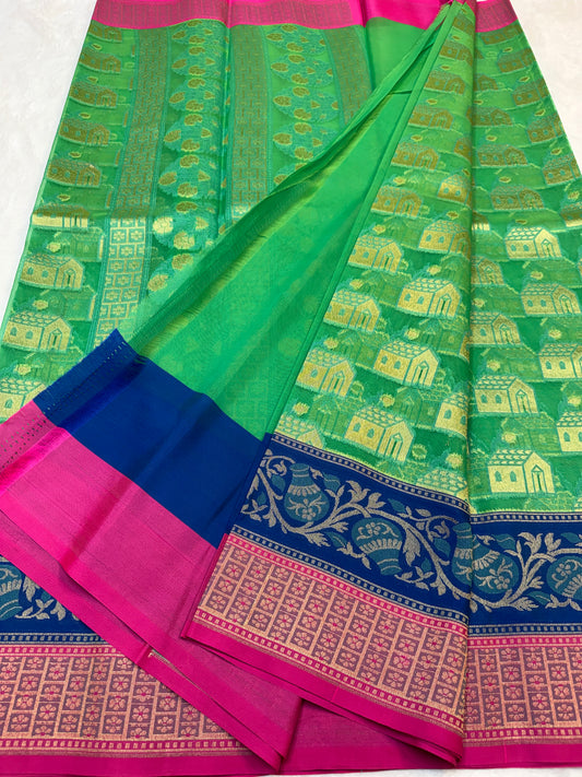 Multicolour shade kora silk premium Banarasi saree